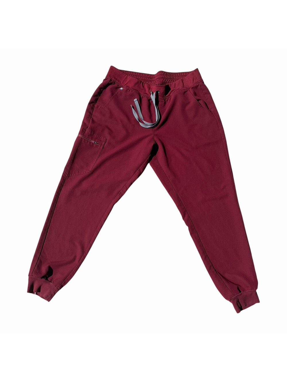 FIGS Women's Technical Collection Scrub Pants Burgundy L Solid Knit Poly Blend